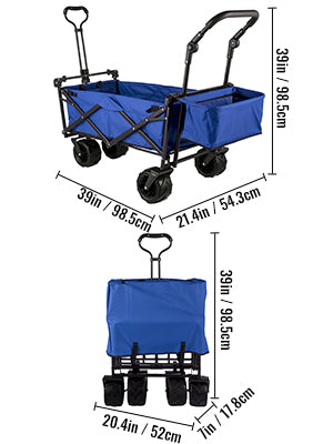 Removable Canopy Oxford Cloth Collapsible Shopping  Camping Beach Cart