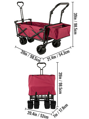 Removable Canopy Oxford Cloth Collapsible Shopping  Camping Beach Cart