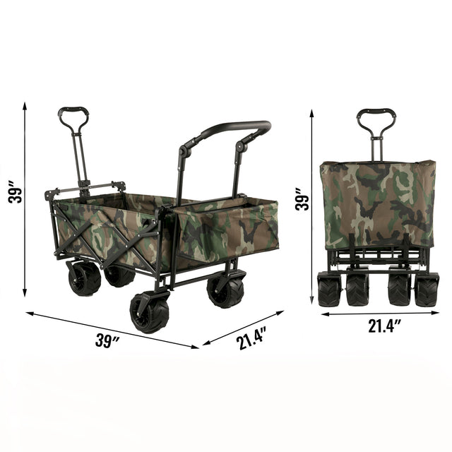 Removable Canopy Oxford Cloth Collapsible Shopping  Camping Beach Cart