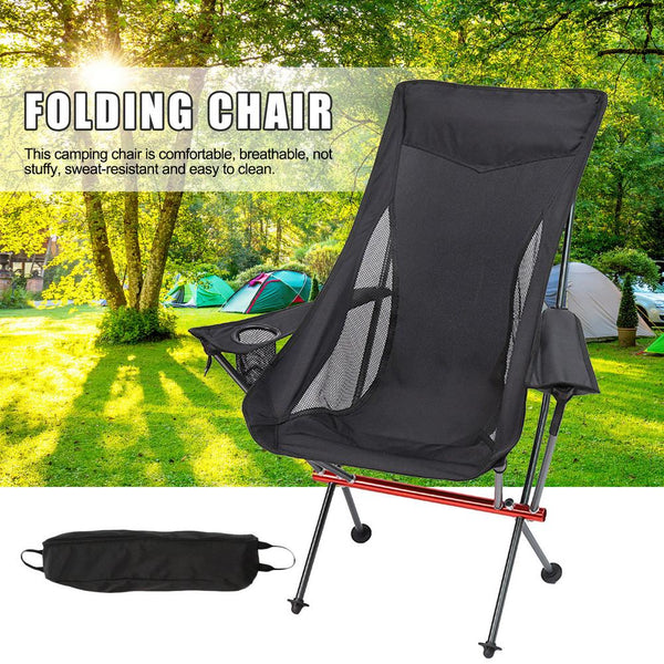 Outdoor Foldable Camping Chair Ultralight Folding Moon Chairs 150KGWith Cup Holder
