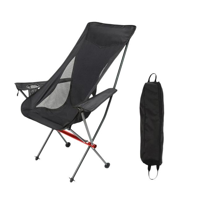 Outdoor Foldable Camping Chair Ultralight Folding Moon Chairs 150KGWith Cup Holder
